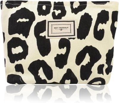 Grote Capaciteit Luipaardpatroon Damestas - Beige en Zwart Make-uptas voor Cosmetische Accessoires
