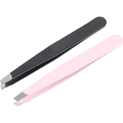 2StuksSet Roestvrij Staal Wenkbrauw Pincetten Gezichtshaar Verwijderingsklemmen Make-up Schoonheidsgereedschap white