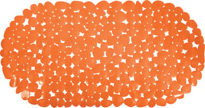 MSV Douche/bad anti-slip mat - badkamer - pvc - oranje - 39 x 99 cm - zuignappen - steentjes motief