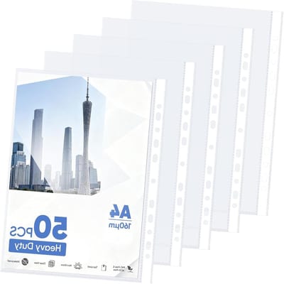 Transparante A4 hoesjes - Extra sterke 160µ brochurehoezen, 50 stuks, ideaal voor documenten, papieren en archivering