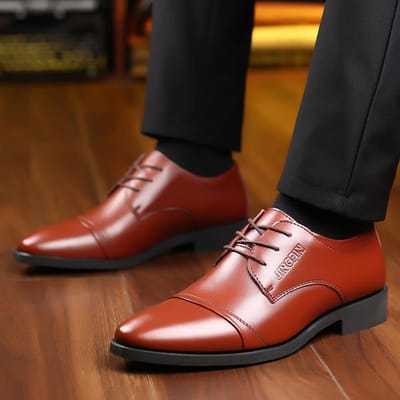 Nieuwe Leren Schoenen Heren Zakelijk Formeel Leren Schoenen Heren All-match Ademende Leren Casual Schoenen 45 bruin