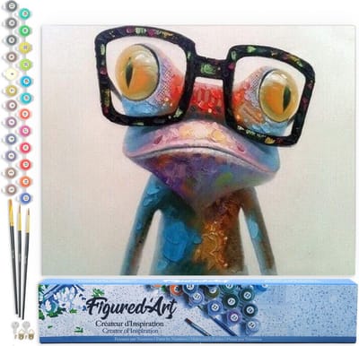 Figured'Art Schilderen op Nummer Volwassenen canvas Kikker en brillen - Handwerk acrylverf Kit DIY Compleet - 40x50cm zonder frame