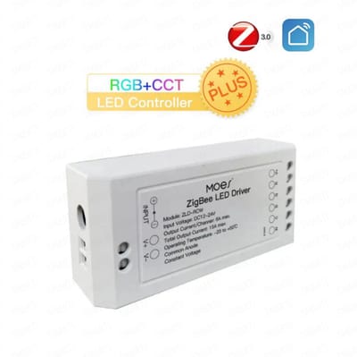 Moes LED controller met zigbee | Werkt met Tuya Smart en SmartLife | geschikt voor RGBCW strips | 6A (15A max) | DC12 tot 24 Volt aansluiten | exclusief 12v adapter | bouw zelf je LED-strips in en bedien met de Tuya app