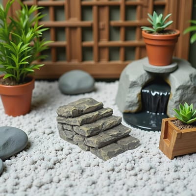 Miniatuur Brug - Tuin Decoratie - Miniatuur Tuin - Gepolijste Afwerking - 2.54 cm - Grijs