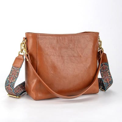 Leren Retro Dames Schoudertas, Toplaag Leer Grote Capaciteit Handgedragen Crossbody Tas, Dames Hoogwaardige Tote Bag brown
