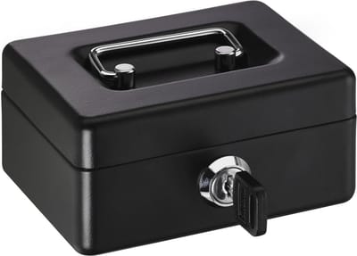 Mini Box voor Kinderen - Spaarpot met Sleuf en Sleutels - 125 x 95 x 60 mm - Zwart