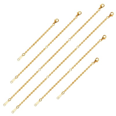 Dailygoody - Kettingverlengingskettingen - Sieradenverlengers - Goud - Roestvrij staal - Karabijnsluiting - Geschikt voor Armband en Enkelband - 6 Stuks