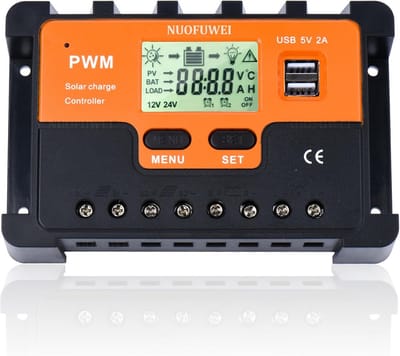 30A PWM Laadregelaar voor Zonnepanelen 12V 24V met 4 USB-poorten en Temperatuursensor