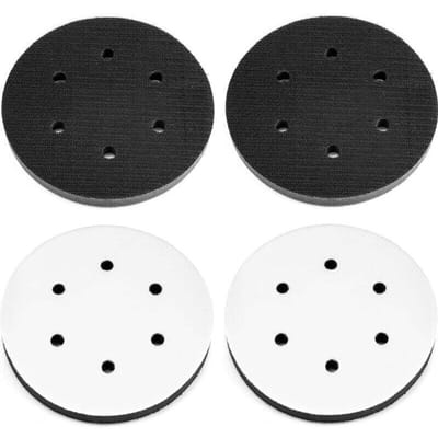 Set van 4 zachte schuurpads van 125 mm, sponsachtige tussenpads voor schuurvellen (6 gaten)