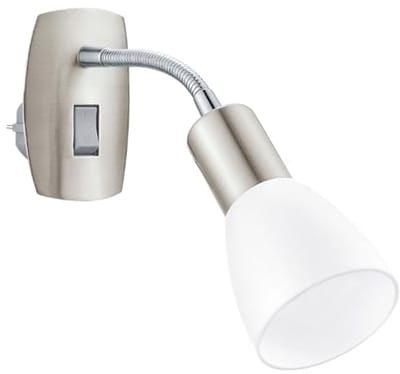 Draaibare Stekkerspot met Schakelaar en E14-fitting - Zilver en Wit