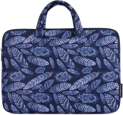 Laptophoes 13 Inch HV – Laptop Sleeve met Handvat – Midnight Leaves Blauw