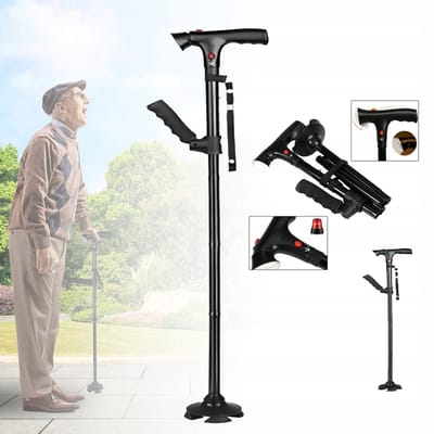 Loopkrukken – Elleboogkrukken – Orthopedische Krukken Inclusief LED-verlichting en Alarmen – Loophulpmiddelen - Wandelstok Voor Volwassenen En Senioren