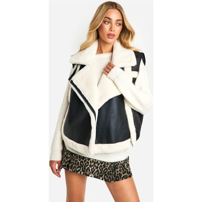 boohoo Dames Gepanelleerde Aviator Gilet | Black | Maat: 8
