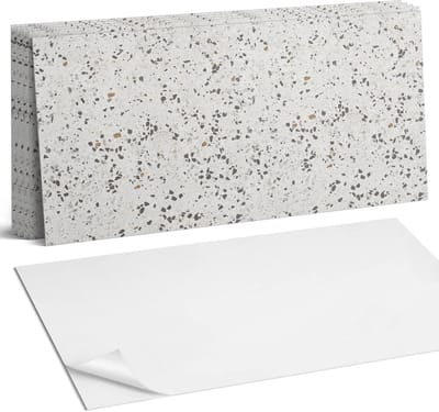 Coloray Plaktegels - Patroon met kleine steentjes Wandtegel Zelfklevend - 60 cm x 30 cm - Grijs Plaktegels - 6 stuks - Rechthoek PVC Tegels - Plaktegels Keuken - Zelfklevende Vloertegels Badkamer - Vinyl Tegels Zelfklevend - Zelfklevende Wandtegels
