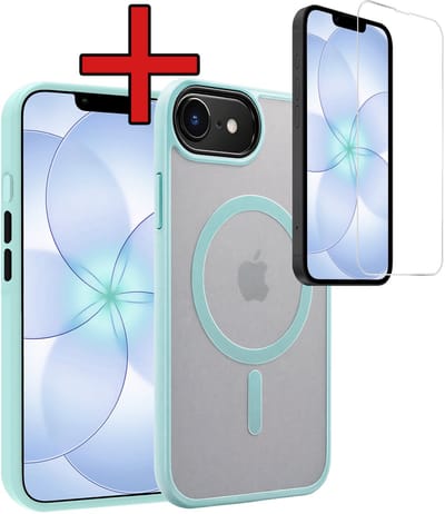 Hoesje - Met Screenprotector - Geschikt voor Apple iPhone 17e - Magsafe Compatible - Sterk & Shockproof - Shock Proof Case - Back Cover - Telefoon Hoes - Telefoonhoes - Lichtblauw