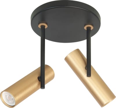 Opbouwspot Trend | Zwart Messing Metaal | Rond | Mini GU10 | 2-voudig | ⌀ 15cm