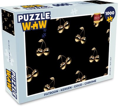 Puzzel Patroon - Kersen - Goud - Chrome - Legpuzzel - Puzzel 1000 stukjes volwassenen