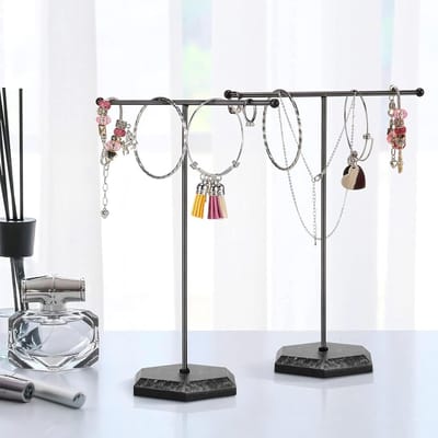 Candala Sieradenhouder, metalen sieradenstandaard, halskettingenhouder, voor halskettingen, armbanden, oorbellen, ringen en horloges, zwart
