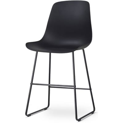 Nolon Nino-Pip Barkruk Zwart - Kunststof Zitting - Zwart Onderstel - 65 cm - Kookeiland - Barkruk met Rugleuning