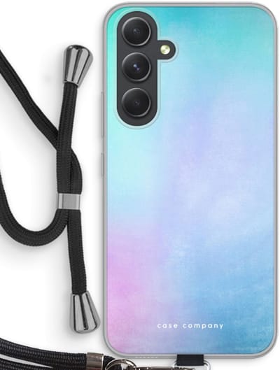 Case Company® - Hoesje met koord geschikt voor Samsung Galaxy A54 hoesje met Koord - Mist pastel - Telefoonhoesje met Zwart Koord - Bescherming aan alle Kanten en Over de Schermrand