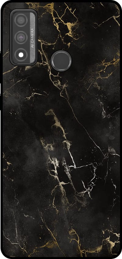 Smartphonica Telefoonhoesje Geschikt voor Huawei P Smart (2020) met marmer opdruk - TPU backcover case black marble design - Zwart geschikt voor Huawei P Smart (2020)