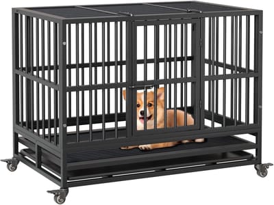 Opvouwbare Hondenbox - Hondenkooi Bench - Veilig Transport - Dubbele Deur - 94 x 58.5 cm - Zwart