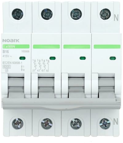 Noark installatieautomaat 3-polig+nul 16A B-kar (Ex9BN 3PN B16)