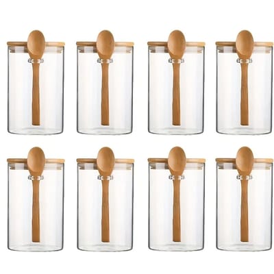 Dutchers.® Overnight Oats Potjes van Glas - 8 Stuks - Bamboe - Glazen Potjes met Deksel - Muesli Beker - Hygiënisch - Lunchpot - Yoghurtbeker - Beker To Go - Milieuvriendelijk - Glas & Bamboe - Sterk Sluitsysteem - Ontbijt & Lunch - Luchtdicht