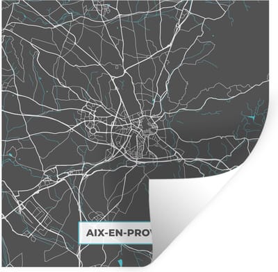 Muurstickers - Sticker Folie - Frankrijk - Aix-en-Provence - Stadskaart - Kaart - Plattegrond - 100x100 cm - Plakfolie - Muurstickers Kinderkamer - Zelfklevend Behang XXL - Zelfklevend behangpapier - Stickerfolie