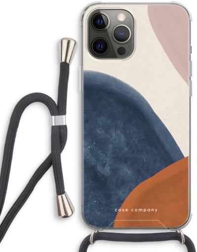 Case Company® - Hoesje met koord geschikt voor iPhone 12 Pro hoesje met Koord - Geo #1 - Telefoonhoesje met Zwart Koord - Bescherming aan alle Kanten en Over de Schermrand