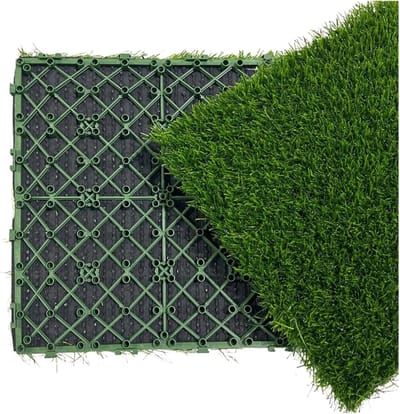 Kunstgras Tegels - Grasmatten Buiten - Tuin Decoratie - Eenvoudige Installatie - 2 Stuks - Groen
