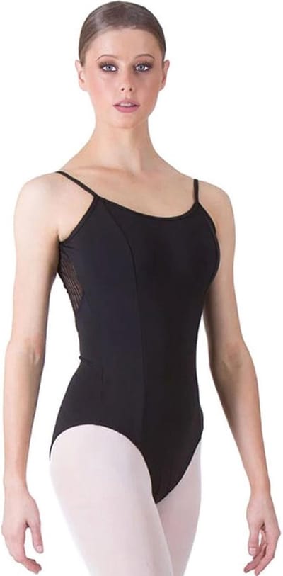 Dancer Dancewear® Balletpak meisje | "La Danza" | In het zwart | Met Mesh en spaghettibandjes |Maat 146/152 - 12 Jaar