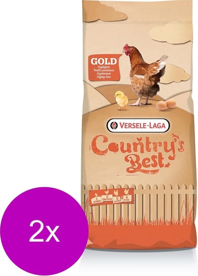 Versele-Laga Country`s Best Gold 2 Pellet-Opgroeikorrel - Kippenvoer - 2 x 20 kg Van 11 Weken