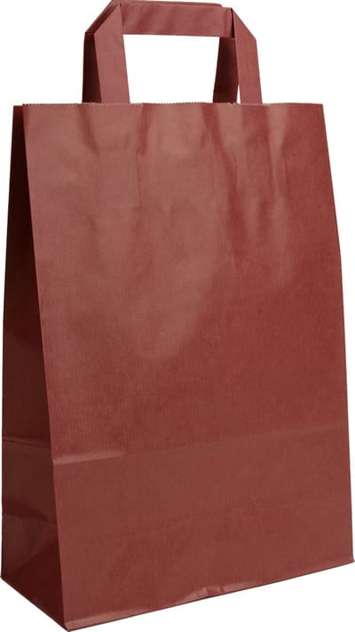 Draagtassen Papier Bordeauxrood - 22+10x31 cm - Platte Handgrepen - 50 Stuks