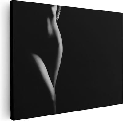 Artaza Canvas Schilderij Vrouw Silhouet - 40x30 cm - Klein - Muurdecoratie Erotiek - Wanddecoratie Slaapkamer - Kamer Accessoires Zwart Wit