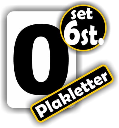 Jerma - Plakcijfers nr. - 0 - Sticker - set 6 st. - 7 x 5 cm - Zelfklevend - Vinyl - Weerbestendig