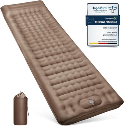 Opblaasbare Slaapmat - Kampeer Matras - Buiten Kamperen - Voetpomp Geïntegreerd - 12 cm Dik - Bruin