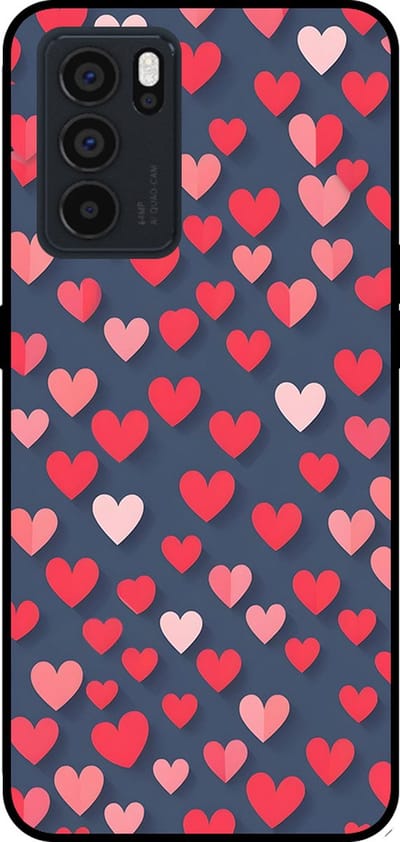 Smartphonica Telefoonhoesje Geschikt voor Oppo Reno 6 Pro met Roze en Rode Hartjes Opdruk - TPU Backcover Case With Rosé and Red Heart Design geschikt voor Oppo Reno6 Pro