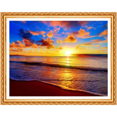 Diamond Painting Handwerken Borduren Zonsondergang Foto Kruissteek Rond Strass Home Decor 20X30CM blue