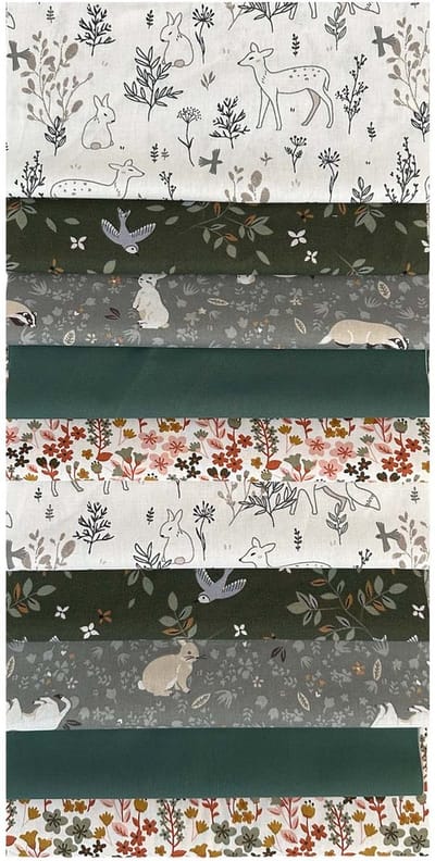 BINK Bedding - 10 lapjes - Quilt Patchwork - Forest 25 x 25 cm - Set = 10 lapjes - 100% katoen