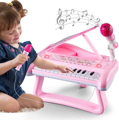 Muziekinstrument Speelgoed Piano met Microfoon voor Meisjes en Jongens - 22 Toetsen Leerpiano Roze
