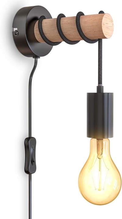 DailySupplies® Wandlamp Binnen met Snoer - Wandlamp met Stekker voor Binnen - met Dimbare Schakelaar - Industrieel en V
