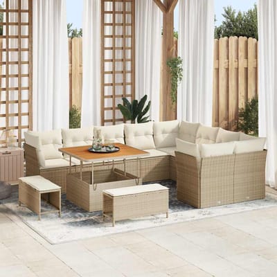 vidaXL - Tuinbank - Set - 12 - st - 9-Aantal - zitplaatsen - Beige - en - Crème