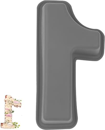 Siliconen Cakevorm met Cijfers en Figuren, 3D Taartvorm voor Verjaardagen, 25 cm, Grijs en Flexibel