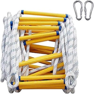 Touwladder voor Noodgevallen - Reddingsladder Vluchtladder - Veilige Evacuatie - Vlamvertragend Materiaal - 5 meter - Wit