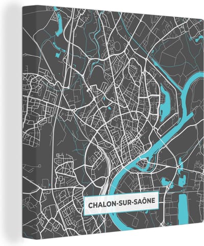 Canvas Schilderij Chalon-sur-Saône - Frankrijk - Kaart - Plattegrond - Stadskaart - 20x20 cm - Wanddecoratie