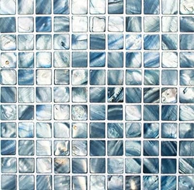 Mozaïek Tegel Schelp - Wanddecoratie Vorm - Badkamer Wandbekleding - Zelfklevende Installatie - 30x30cm Mat - Blauw Grijs