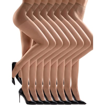 8 Paar Pak Hoge Taille Fijne Panty's Dames Ultra Dunne Transparante Zwarte Nude Panty's Multi Kleur Kousen Set M beige