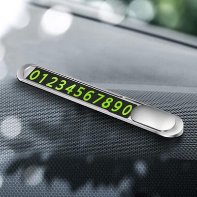 Creatieve tijdelijke parkeerkaart voor auto's, parkeerstopsticker, display, telefoonnummerplaat, autotelefoonnummerkaart zilver