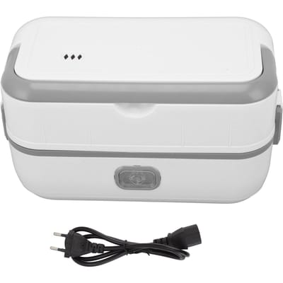Boîte à Lunch Électrique Simple Couche Intérieur en Acier Inoxydable Chauffe-Aliments Portable pour le Travail les Voyages L(for 6.5-9kg) white